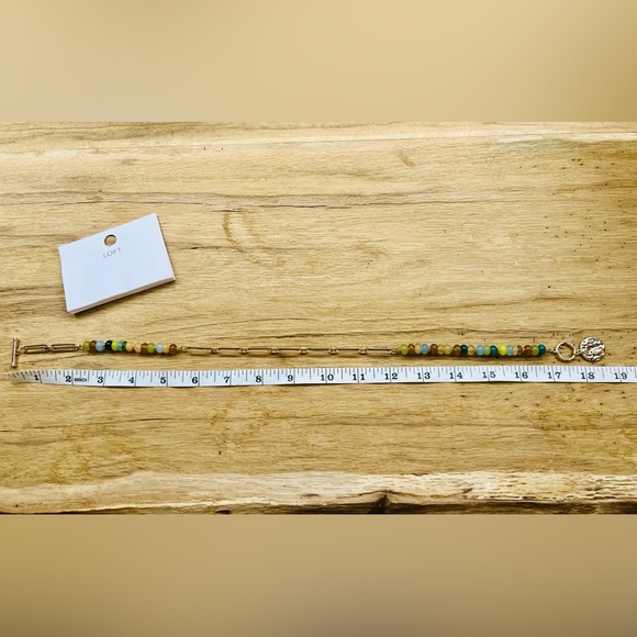 NWT LOFT Gold-Tone Coin Toggle Necklace with Multi Beads - Picture 5 of 5